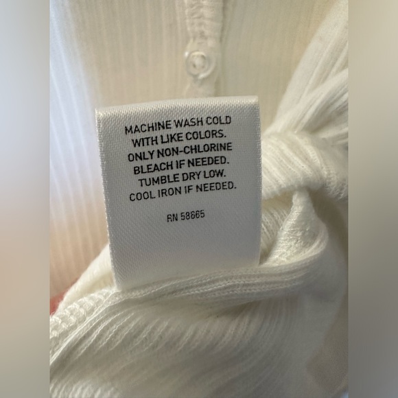 Nordstrom Halogen Short Cap Sleeve White Henley Ribbed V-Neck Cotton Tee - Picture 8 of 9